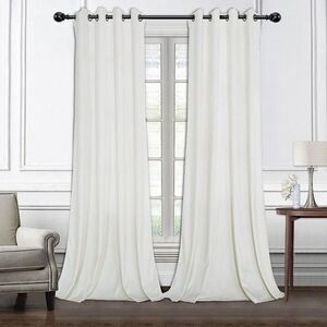 ONE White Grommet Curtain Panel 52" x *82" by Lordtex Thick Heavyweight